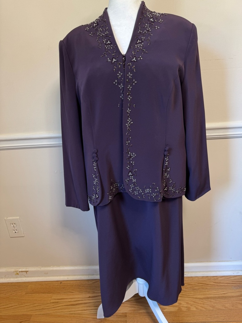Montage by Mon Cheri Plum Beaded 2PC Formal Dress Mother of Bride - Picture 7 of 12